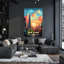 New York City Urban Skyline Poster Modern Wall Art