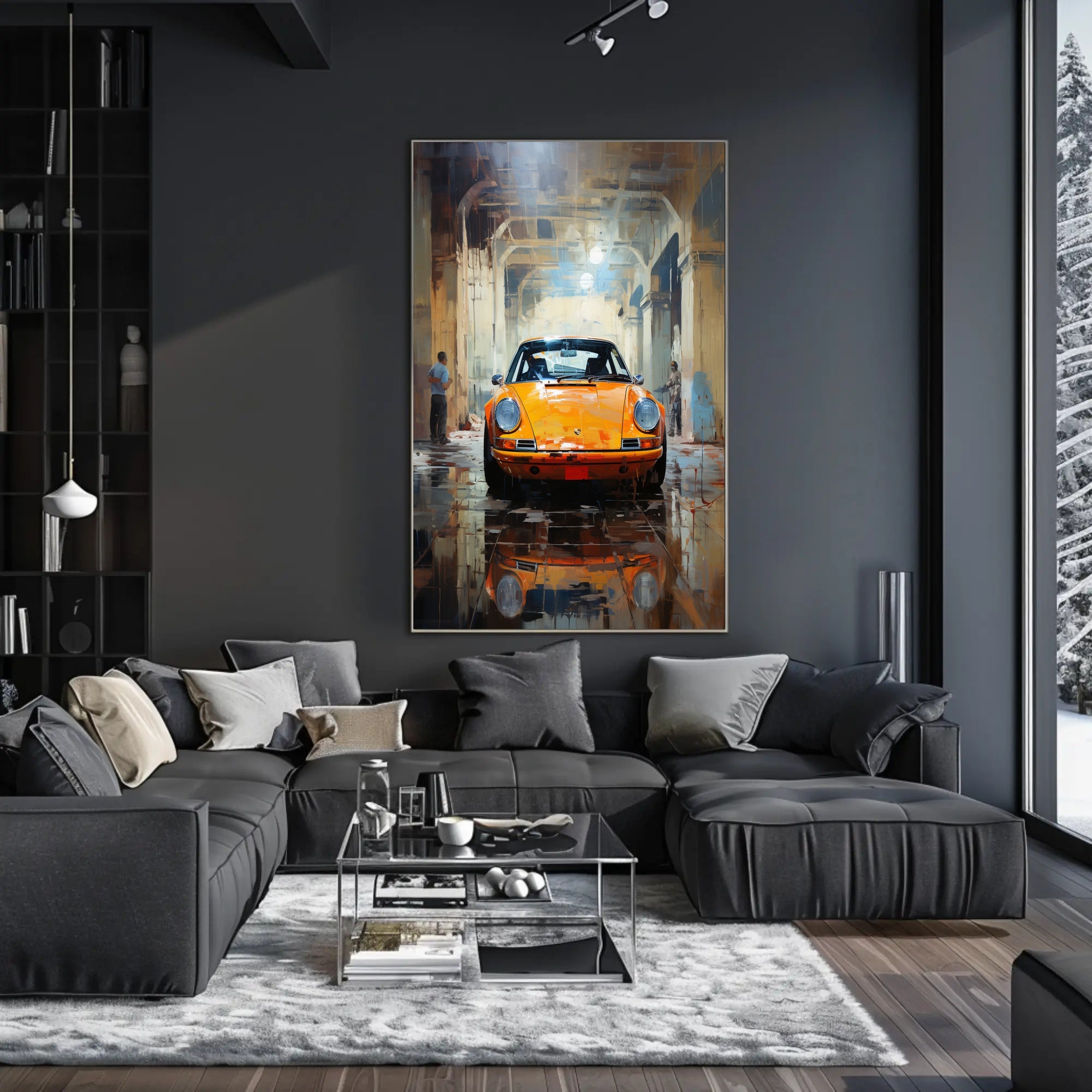 Vintage Elegance Classic Car In Urban Poster PosterGoat