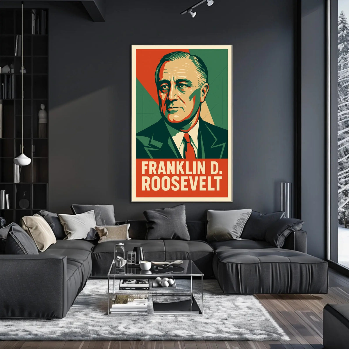 Franklin Roosevelt Portrait Art Deco Patriot Poster