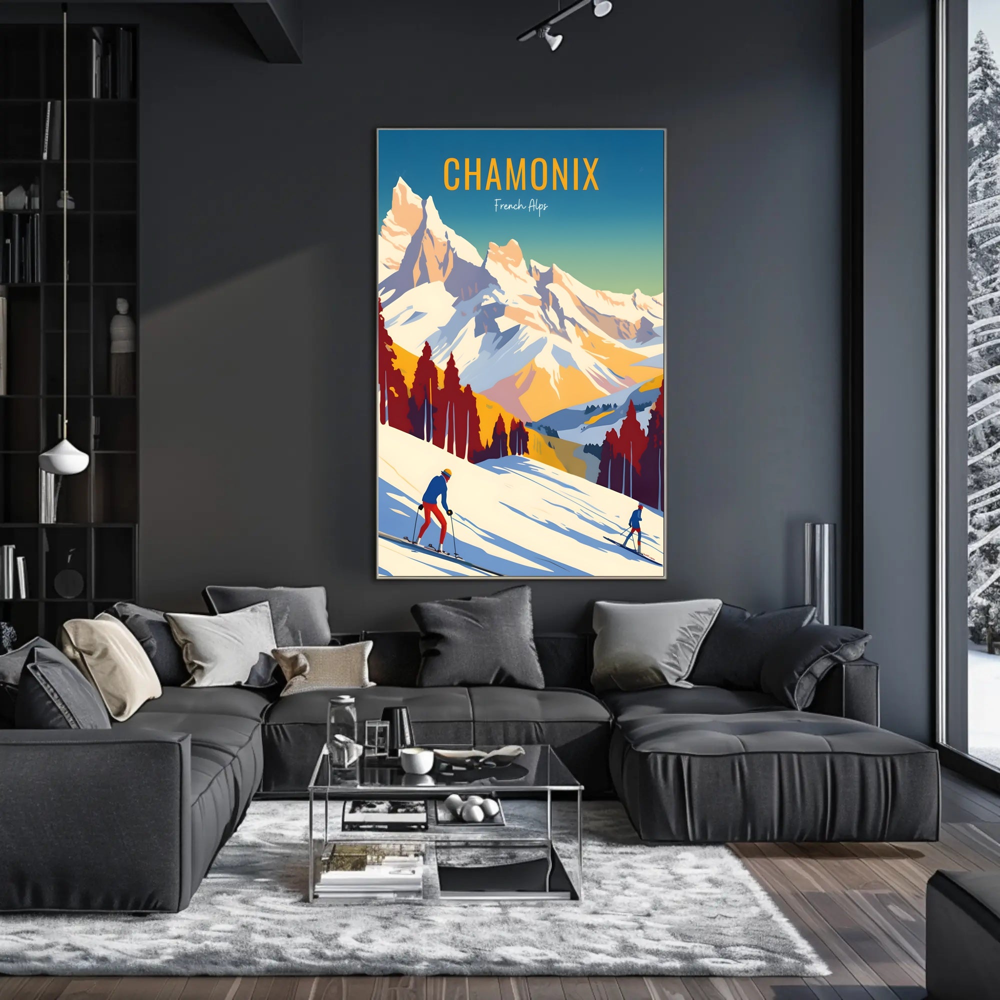 Chamonix Ski Adventure Vintage Travel Poster