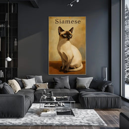 Siamese Cat Digital Painting Wall Decor Art Print Poster