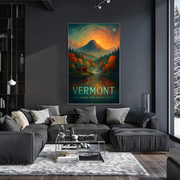 Majestic Autumn Mountain: Artistic Poster