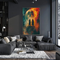 Celestial Warriors Under Twin Moons Fantasy or Mythology Poster PosterGoat