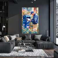 postal worker placing letters Poster