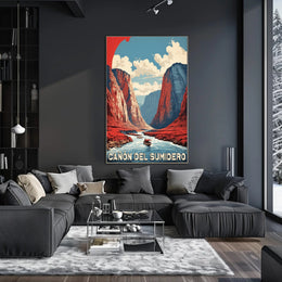 Sumidero Canyon Adventure Vintage Travel Poster
