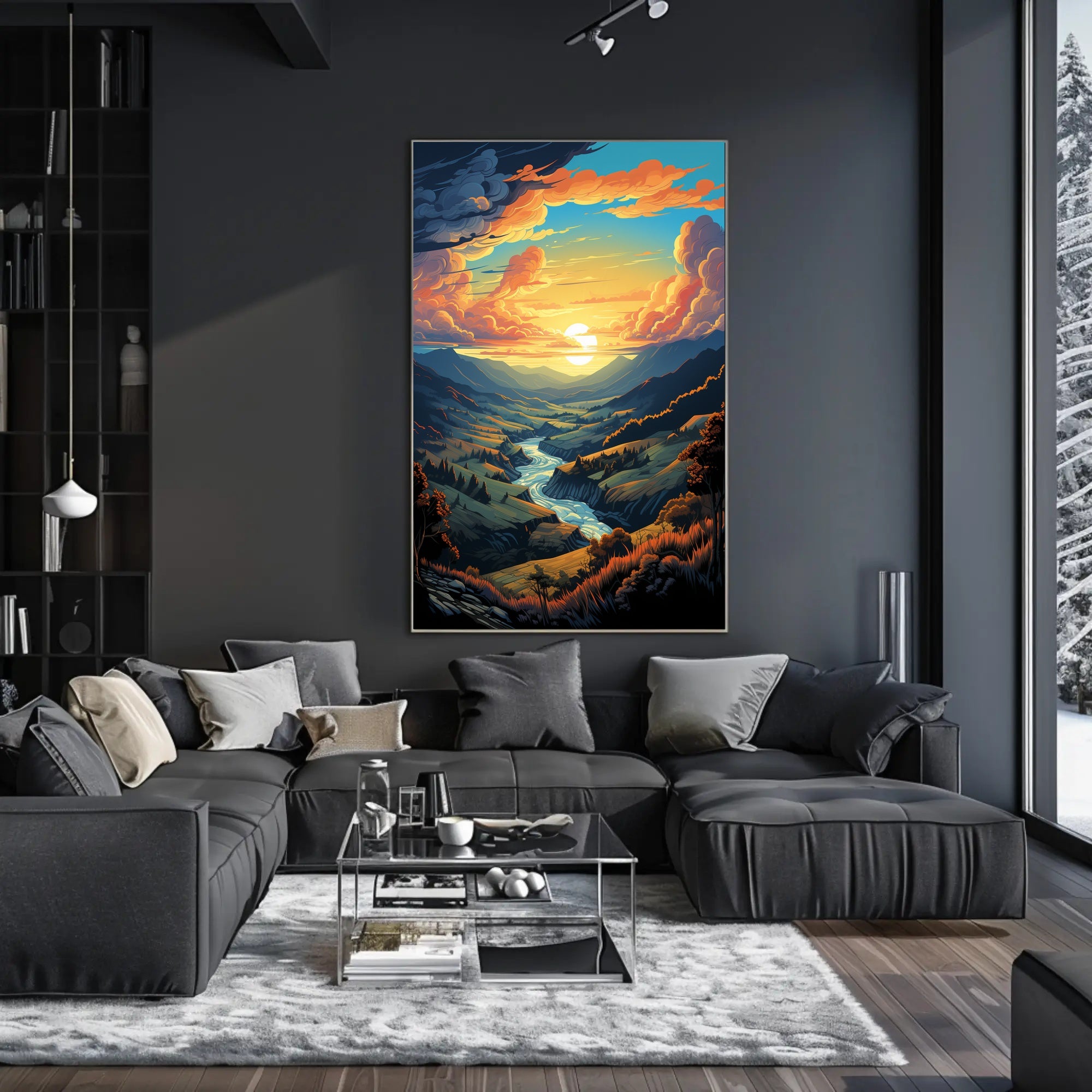 Majestic Sunset Valley Poster