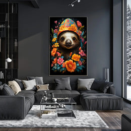 Floral Fiesta The Joyful Sloth Poster