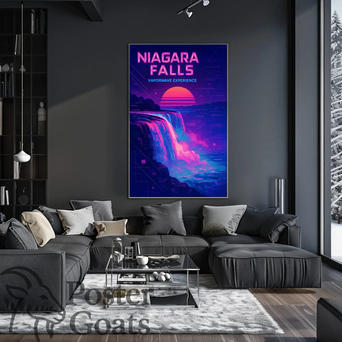Niagara Falls Vaporwave Retro-futuristic Artistic Poster