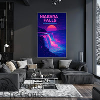 Niagara Falls Vaporwave Retro-futuristic Artistic Poster