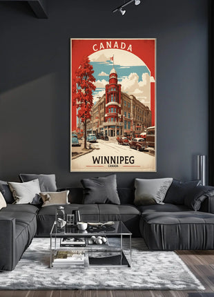 Vintage Winnipeg Landmark with Classic Cars Urban or Cityscape Poster