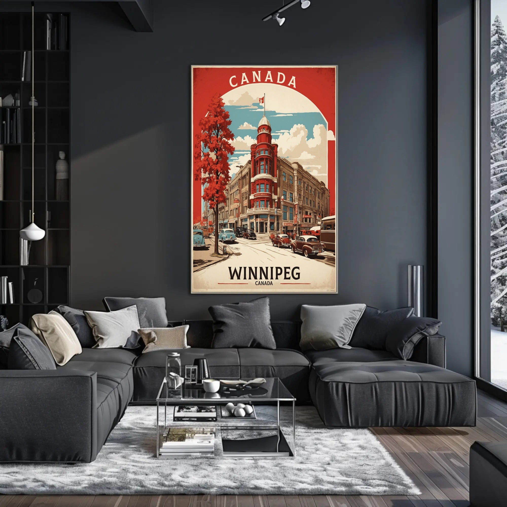 Vintage Winnipeg Landmark with Classic Cars Urban or Cityscape Poster