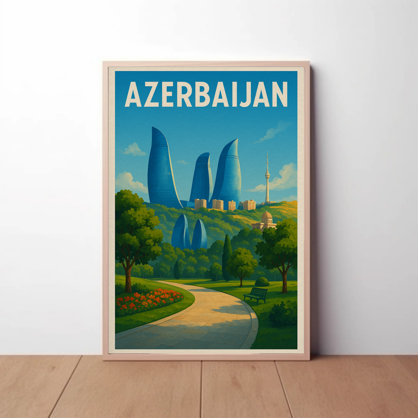 Majestic Azerbaijan Cityscape, Landmarks and Culture Travel Poster