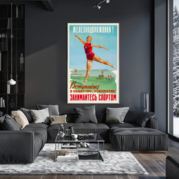 Soviet-Era Fitness Inspiration Sports Poster