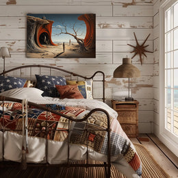 Surreal Journey in Barren Landscape Artistic Poster