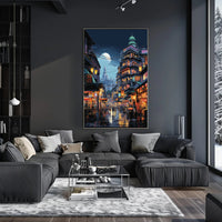 Urban Dreamscape: Futuristic East Asian City Poster