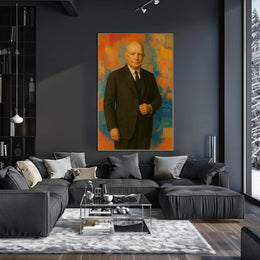 Confident Man in Suit: Abstract Artistic or Pop Culture Poster