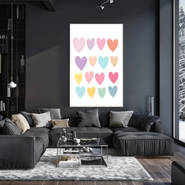 Pastel Hearts Poster Vintage Romantic Wall Art Print