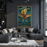 Saint Christopher Vintage Illustration Cultural or Heritage Poster