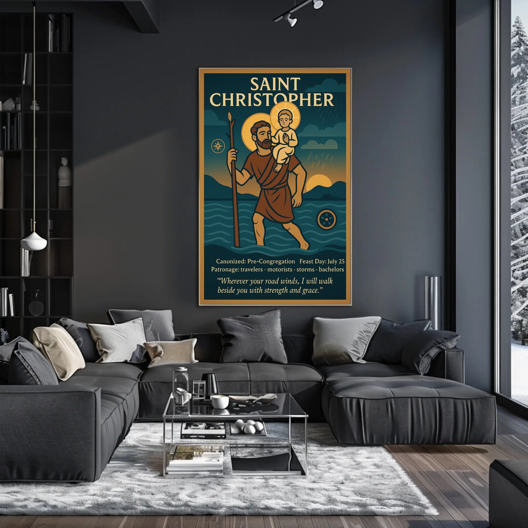 Saint Christopher Vintage Illustration Cultural or Heritage Poster