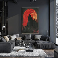 Blood Moon Wolf Fantasy Nightscape Poster PosterGoat