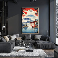 Serene Japanese Landscape with Iconic Torii Gate Poster