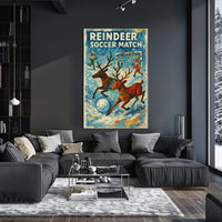 Reindeer Soccer Match Festive Holiday Poster Art