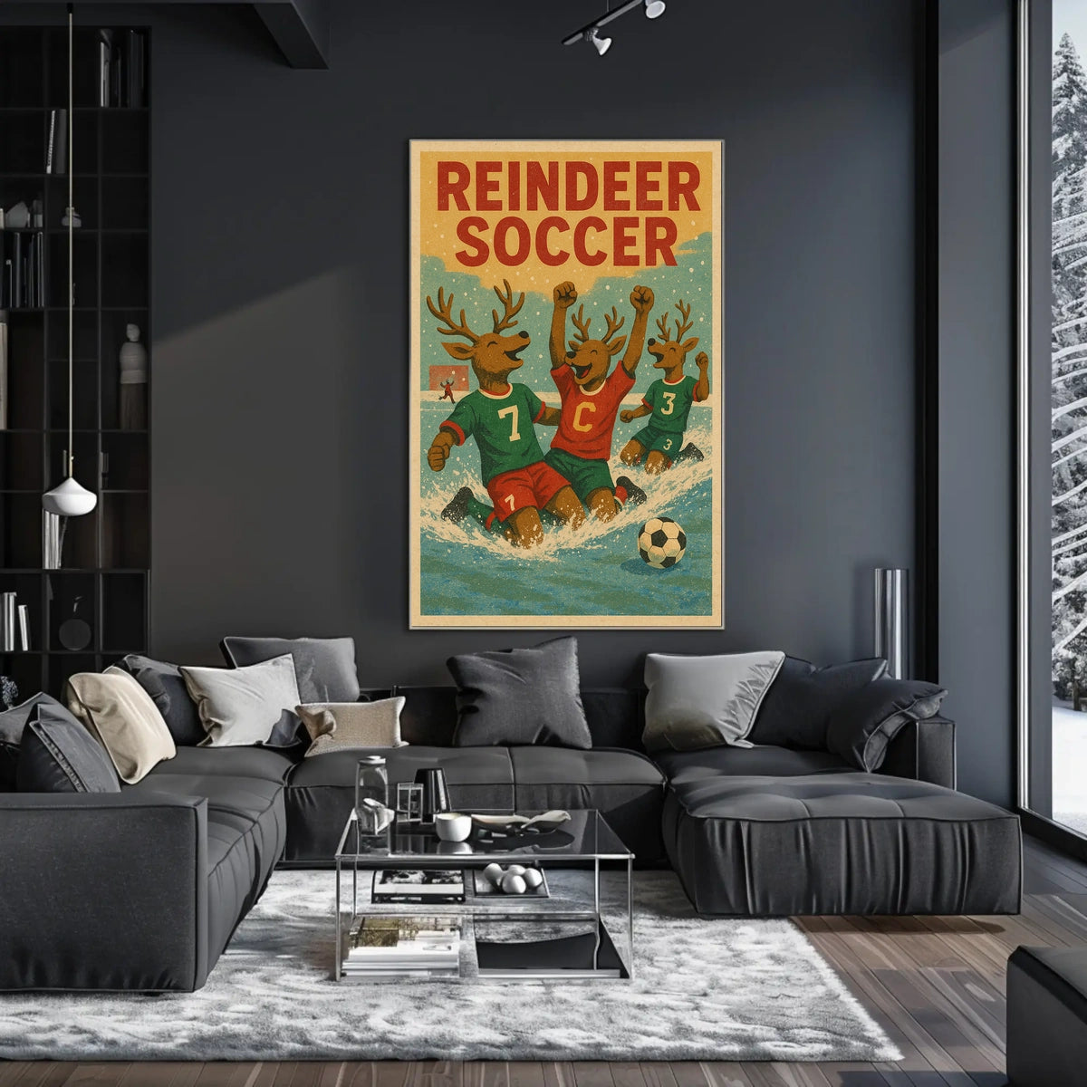 Reindeer Soccer Celebration Poster