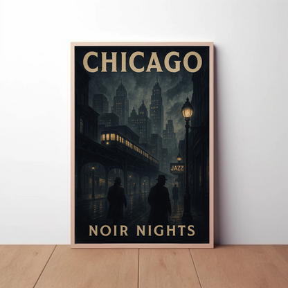Chicago Noir Nights Jazz Travel Poster