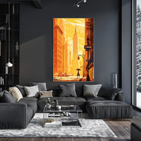 New York City Skyscraper Sunset Poster Modern Wall Art