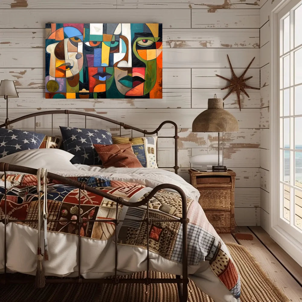 Cubist Faces Abstract Modern Art Poster Print