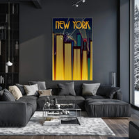 New York City Art Deco Skyline Poster Vintage Wall Art