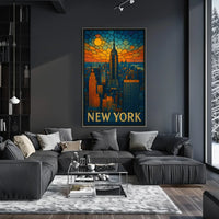 Digital Stained Glass NYC Poster Vibrant Modern Home Decor