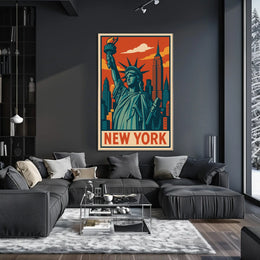 New York Skyline And Statue Of Liberty Poster