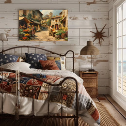 Historical European Village Marketplace Poster Art