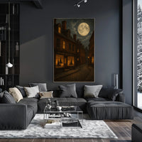 Salem Witchcraft Vintage Gothic Street Art Atmosphere Cobblestone Moonlit Historic Urban Collectors Poster