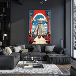 Ancient Mesoamerican Pyramid Cultural Heritage Poster