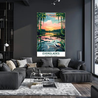 Everglades National Park Vintage Sunset Scenery Poster
