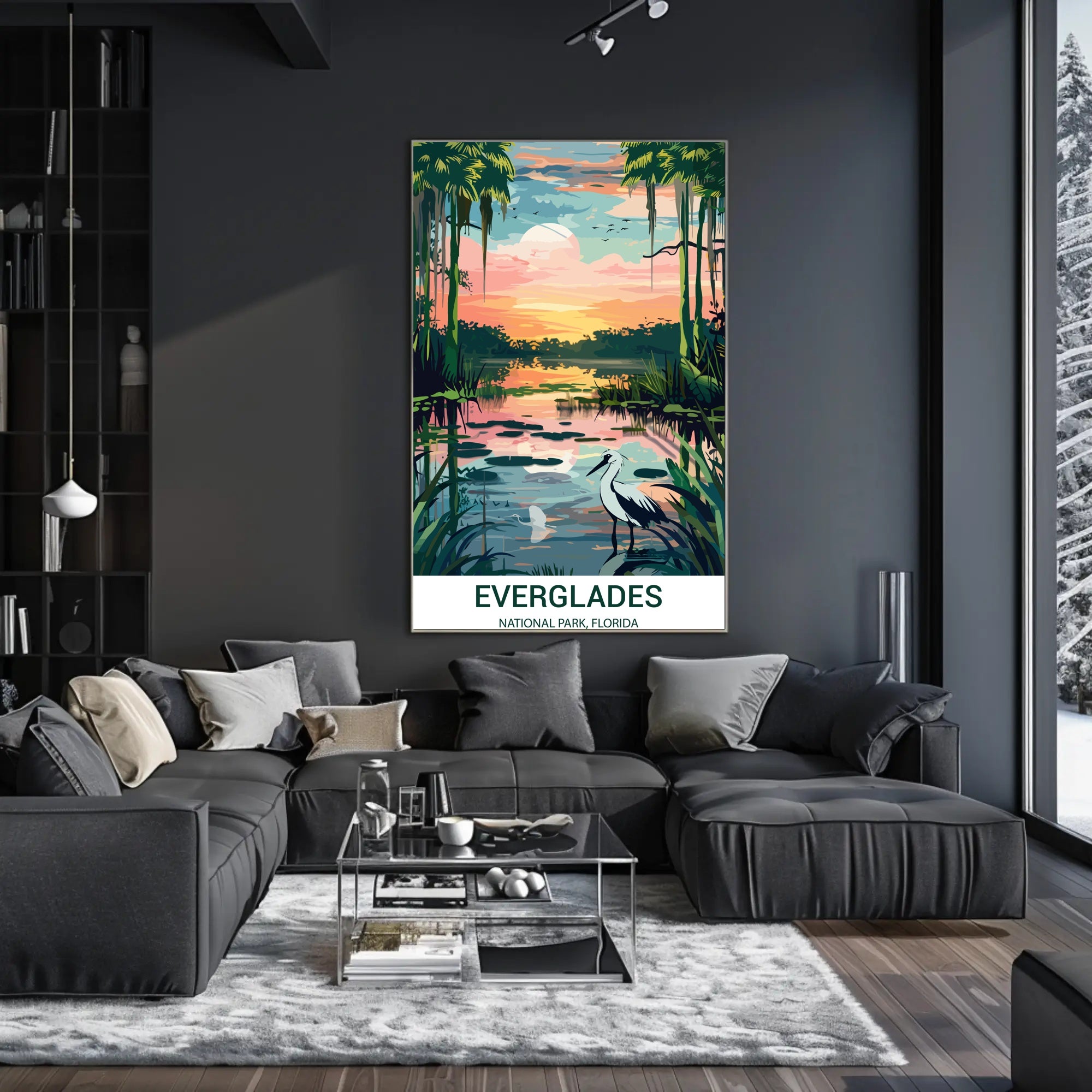 Everglades National Park Vintage Sunset Scenery Poster
