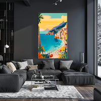 Amalfi Coast Scenic Travel Modern Illustration Poster