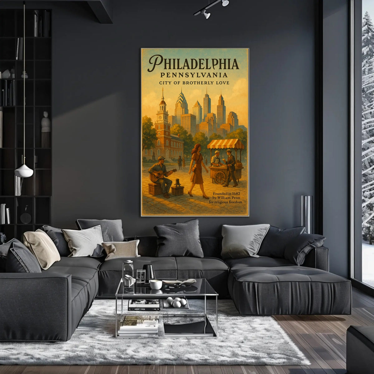 Philadelphia's Historic Charm: Vintage Cityscape Poster
