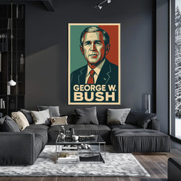 George W Bush Portrait Patriot Photography Realism Poster