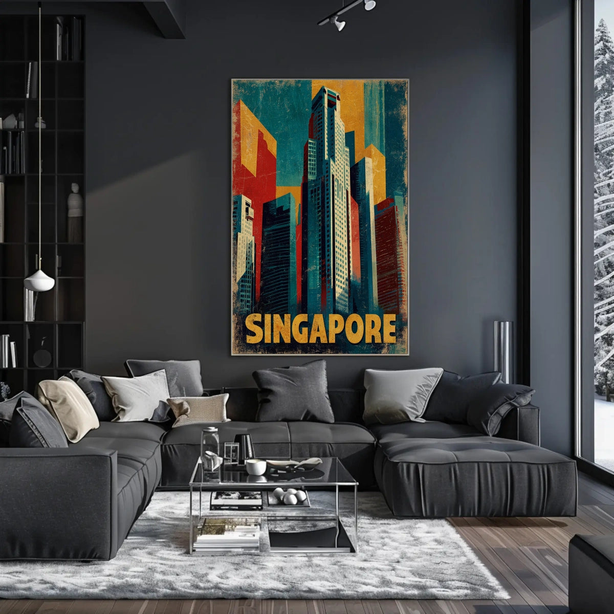 Singapore Skyline Art Poster