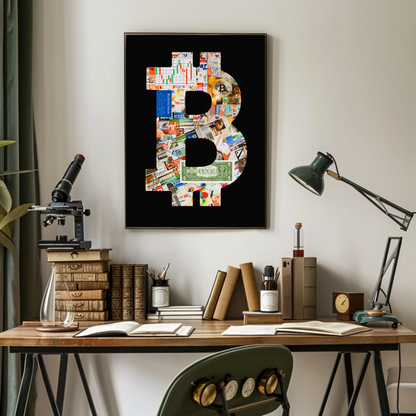 Bitcoin Cryptocurrency Collage Bold Modern Poster Artwork