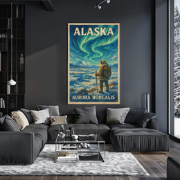 Alaska Adventure Northern Lights Travel Poster