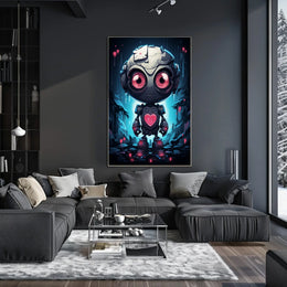 Robot Heart Poster: Futuristic Whimsy Meets Dystopia