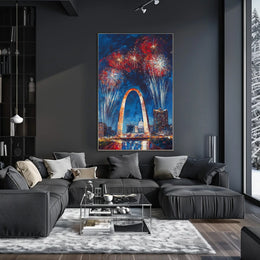 Gateway Arch St Louis Fireworks Night Cityscape Poster