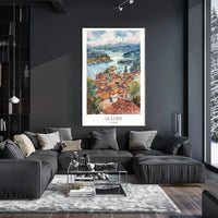 Guatapé Colombia Watercolor Scenic Travel Poster PosterGoat