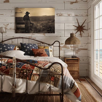 Cowboy's Sunset Reflection: Vintage Western Art Print