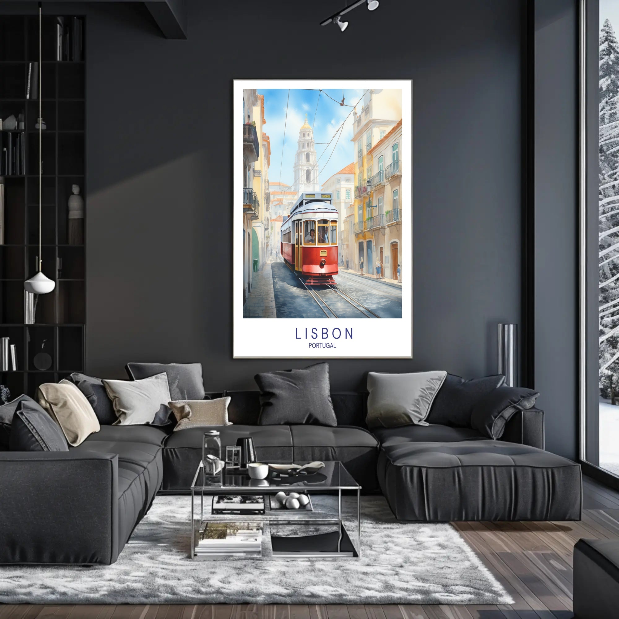 Lisbon Tram Vibrant Cityscape Travel Poster PosterGoat