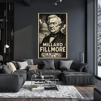 Millard Fillmore 13th President of the United States B & W Comic Sketch Poster